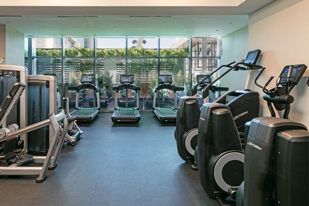 Fitness center with an assortment of machines