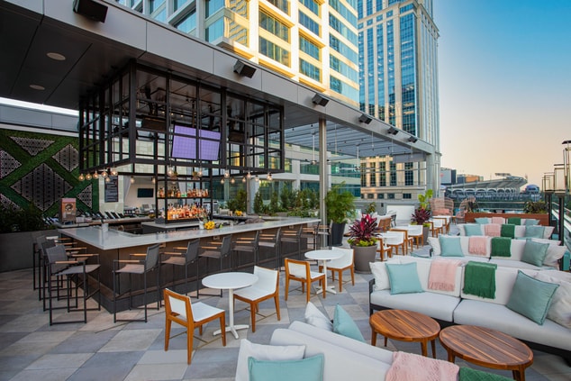 360 rooftop bar with lounge seating