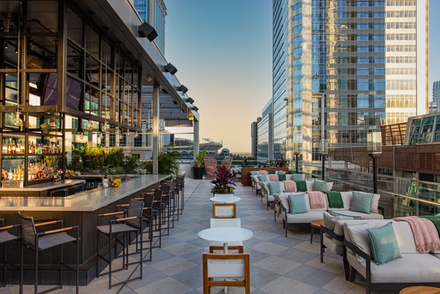Rooftop lounge furniture and 360 bar