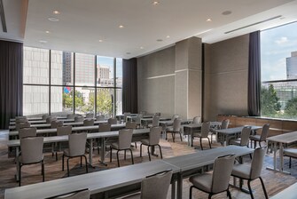 Meeting space with floor to ceiling windows