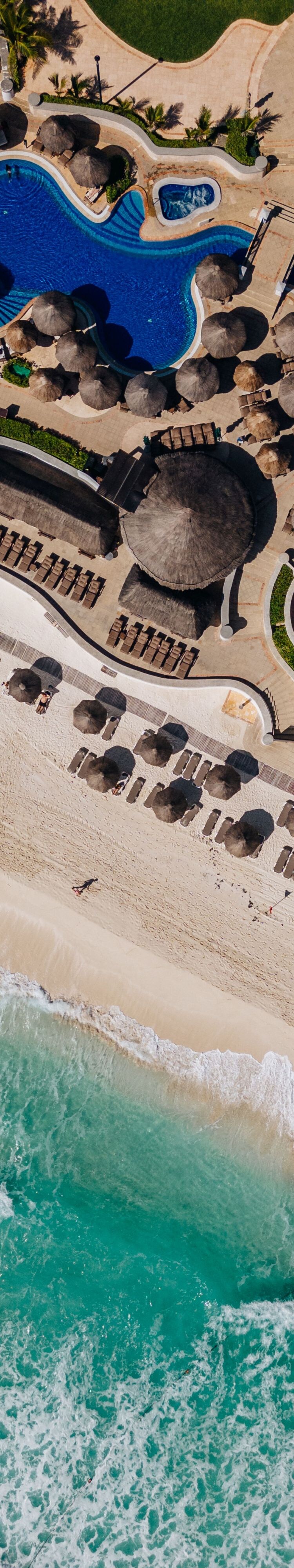 Aerial resort view overlooking the Caribbean Sea