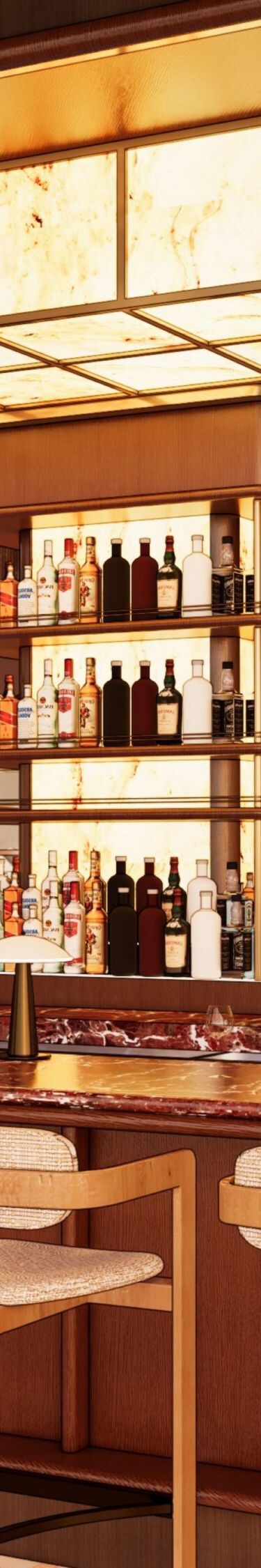 Bar with stools and tiled flooring