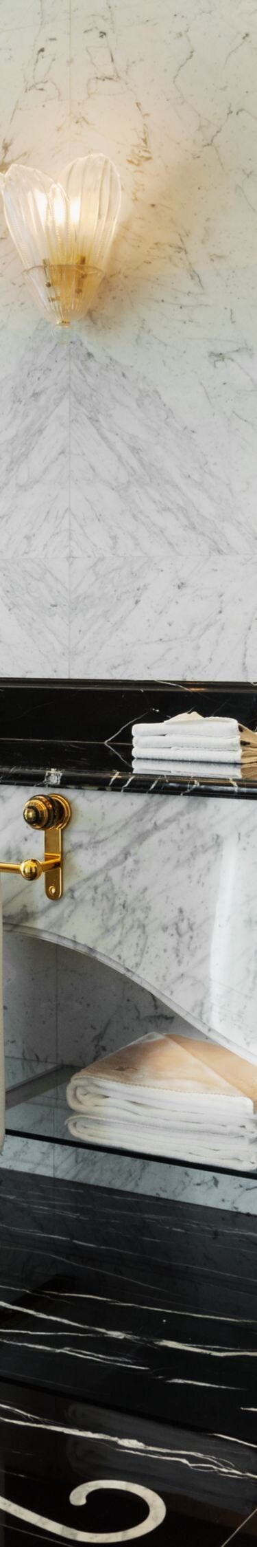 Luxury black and white marble double vanity sink