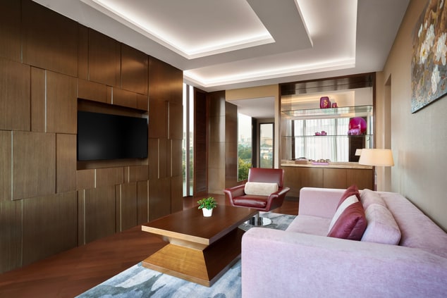 suite living area, sofa and tv