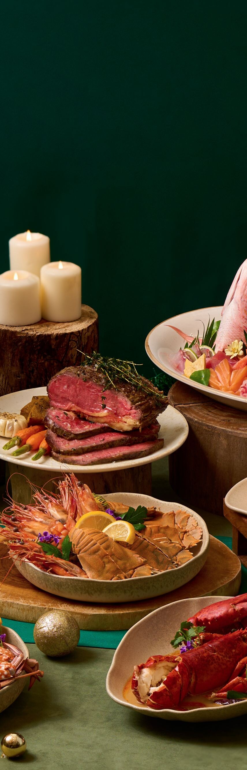 New Year's Eve gala dinner with festive dishes