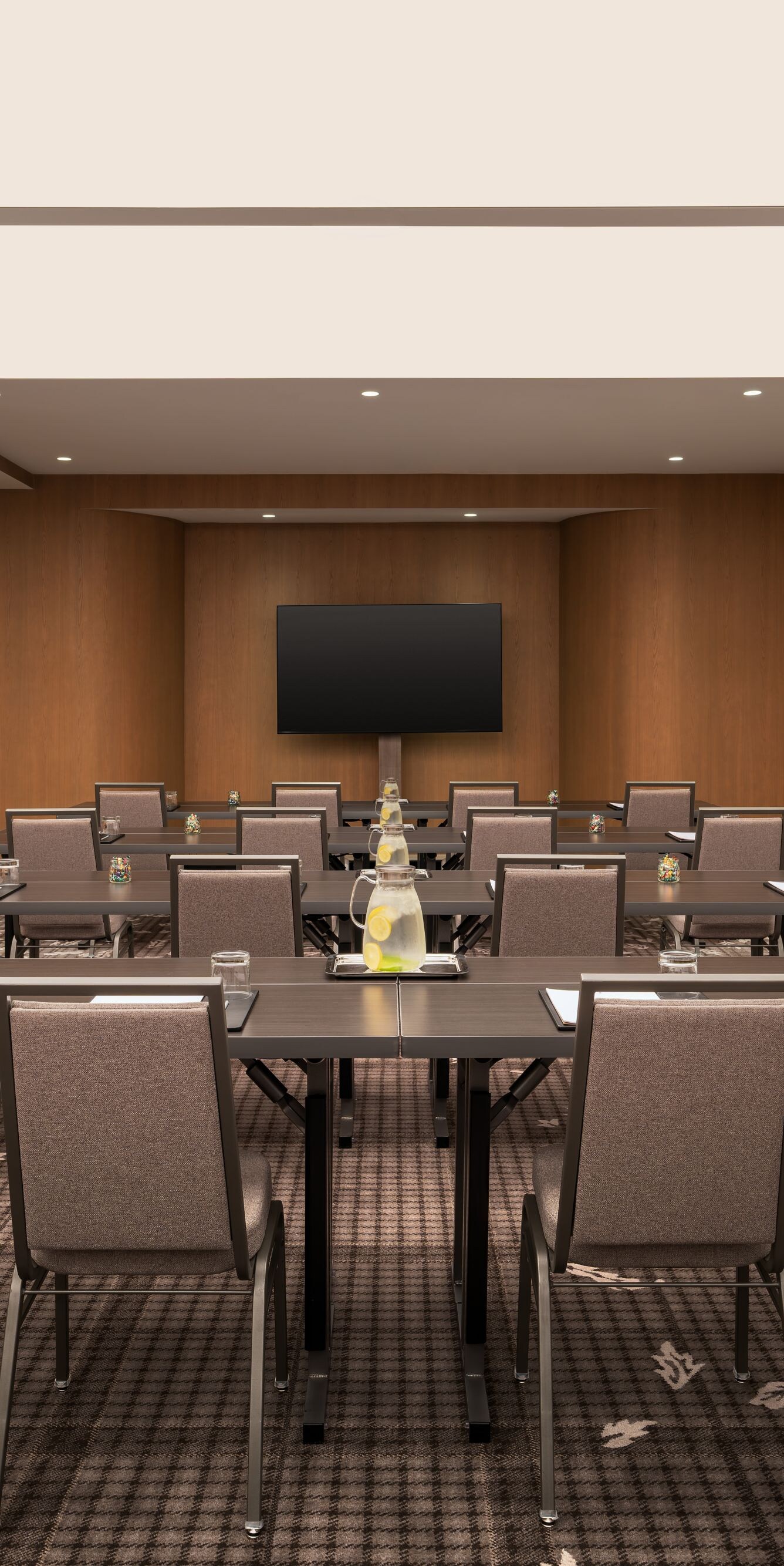 Meeting room with classroom table setup