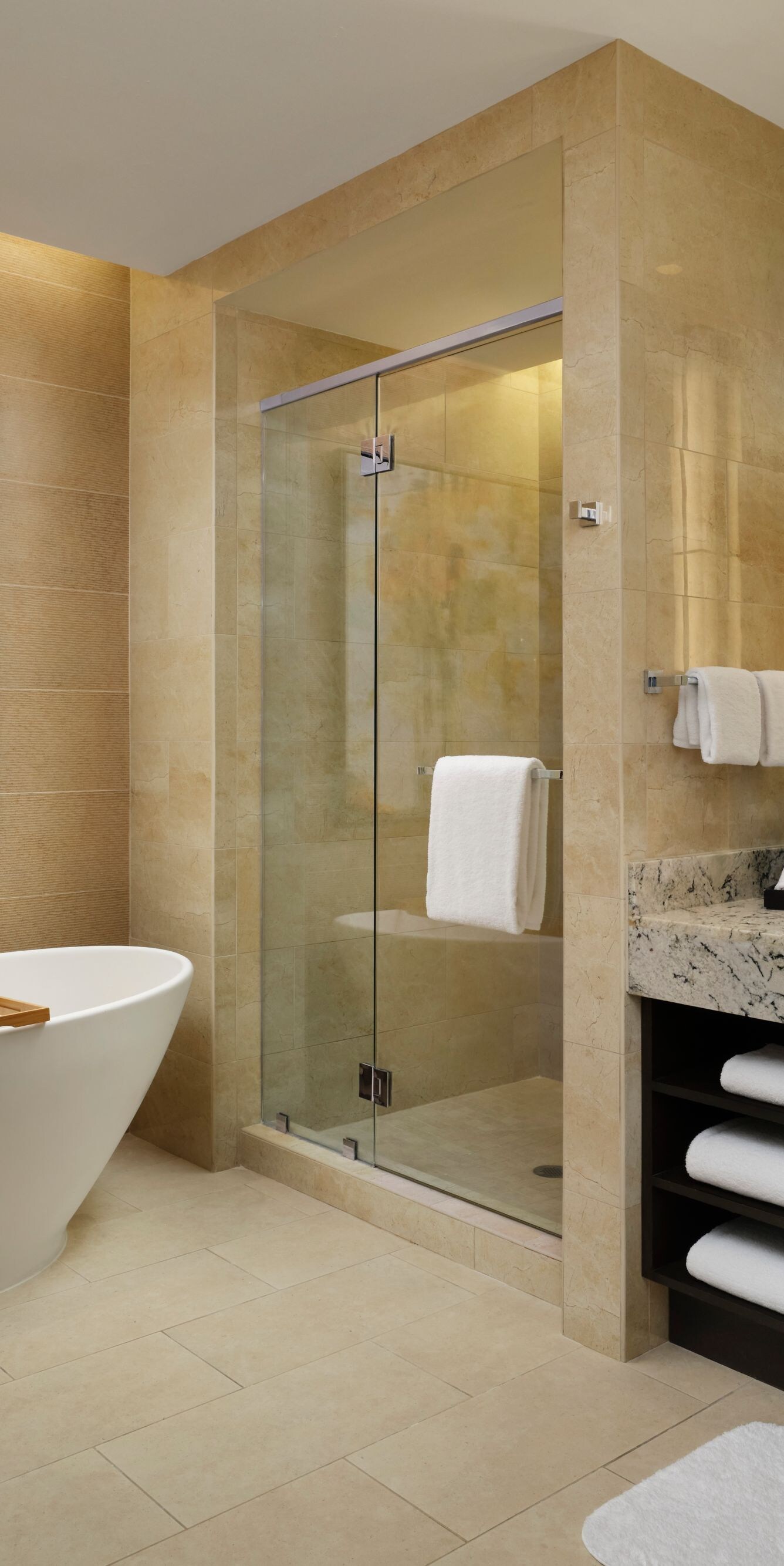 Bathroom with freestanding tub and shower