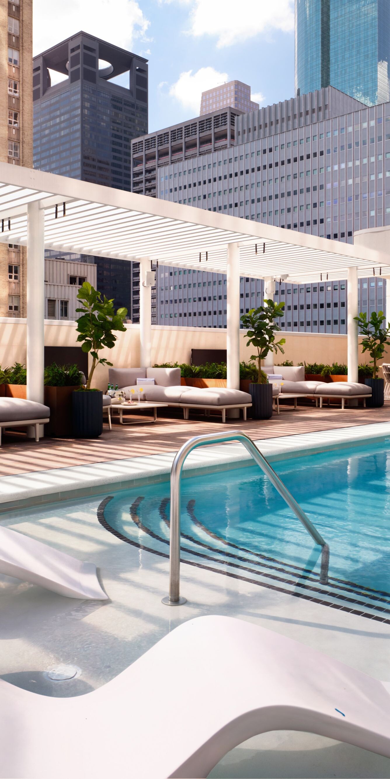 Rooftop pool with skyline view