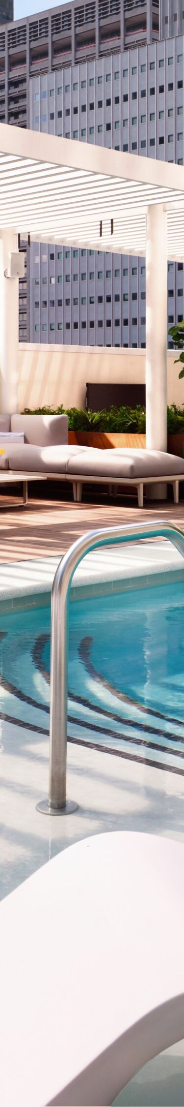 Rooftop pool with skyline view