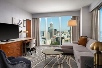 guest room, suite living room, city views