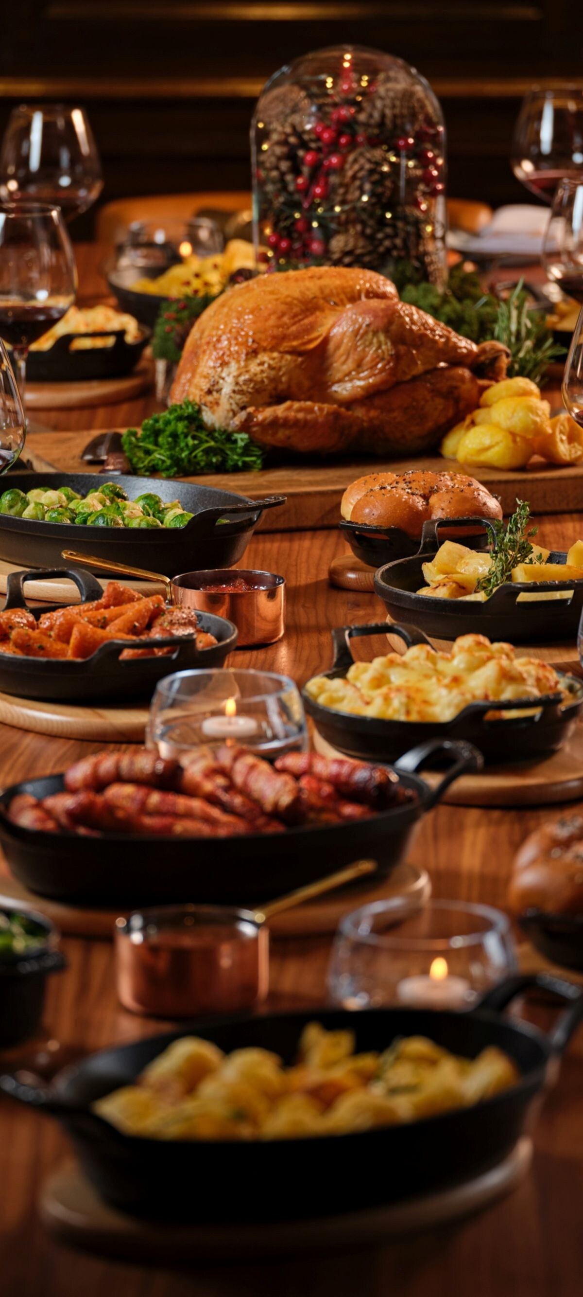 Christmas lunch on a group table.
