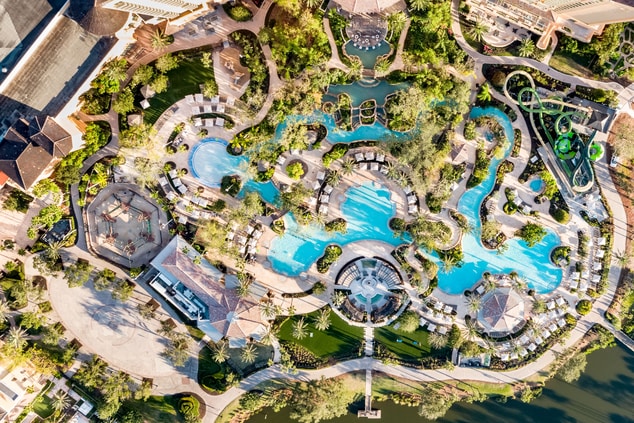 Aerial view of the water park