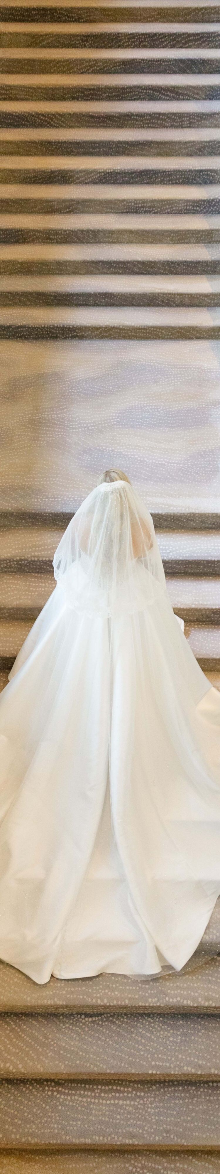 Wedding attire on grand staircase