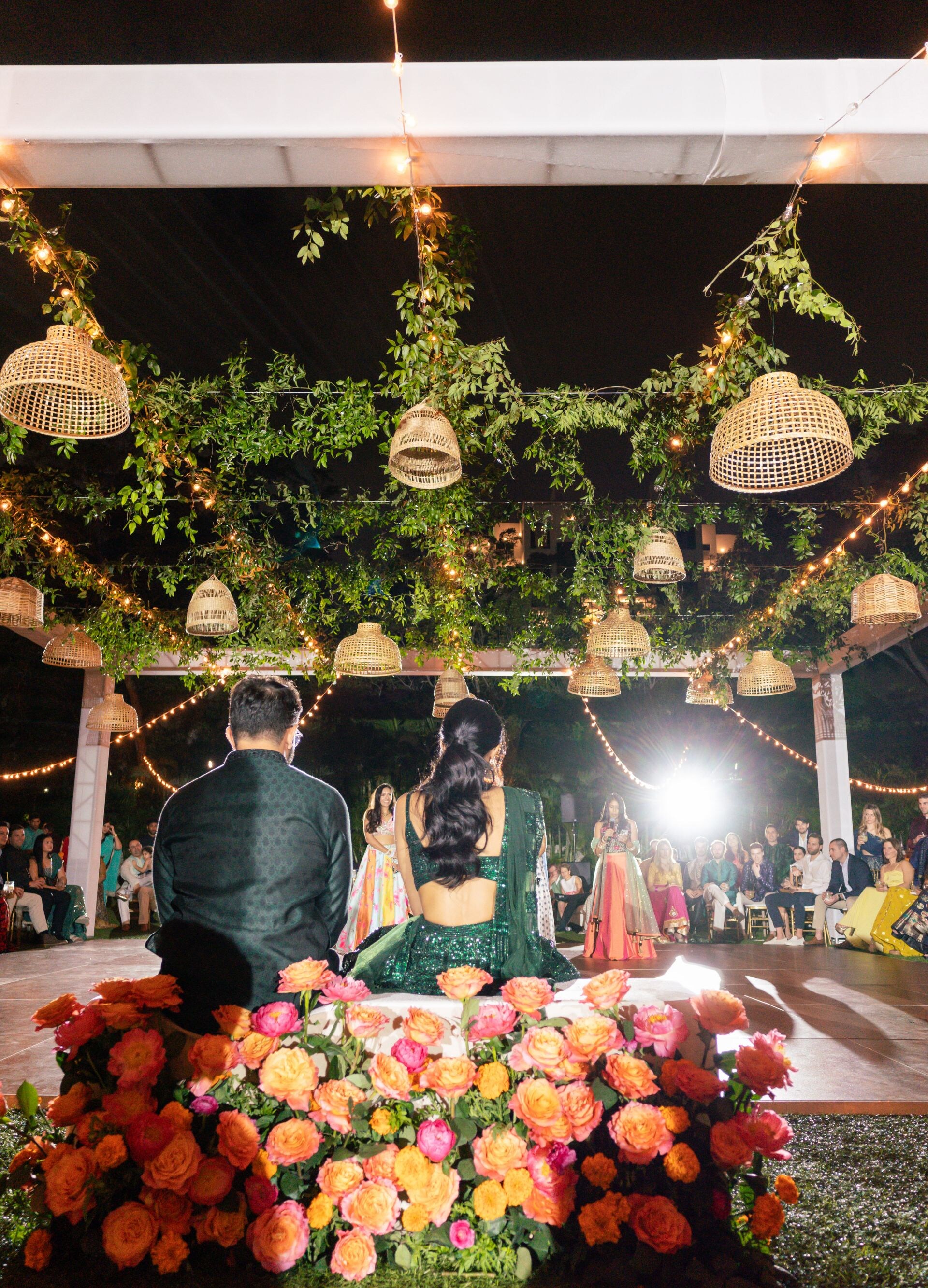 Outdoor venue decorated for wedding