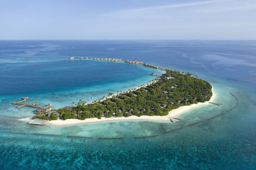 Maldives resort private island aerial