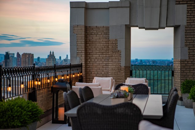Sunset view of terrace overlooking Central Park