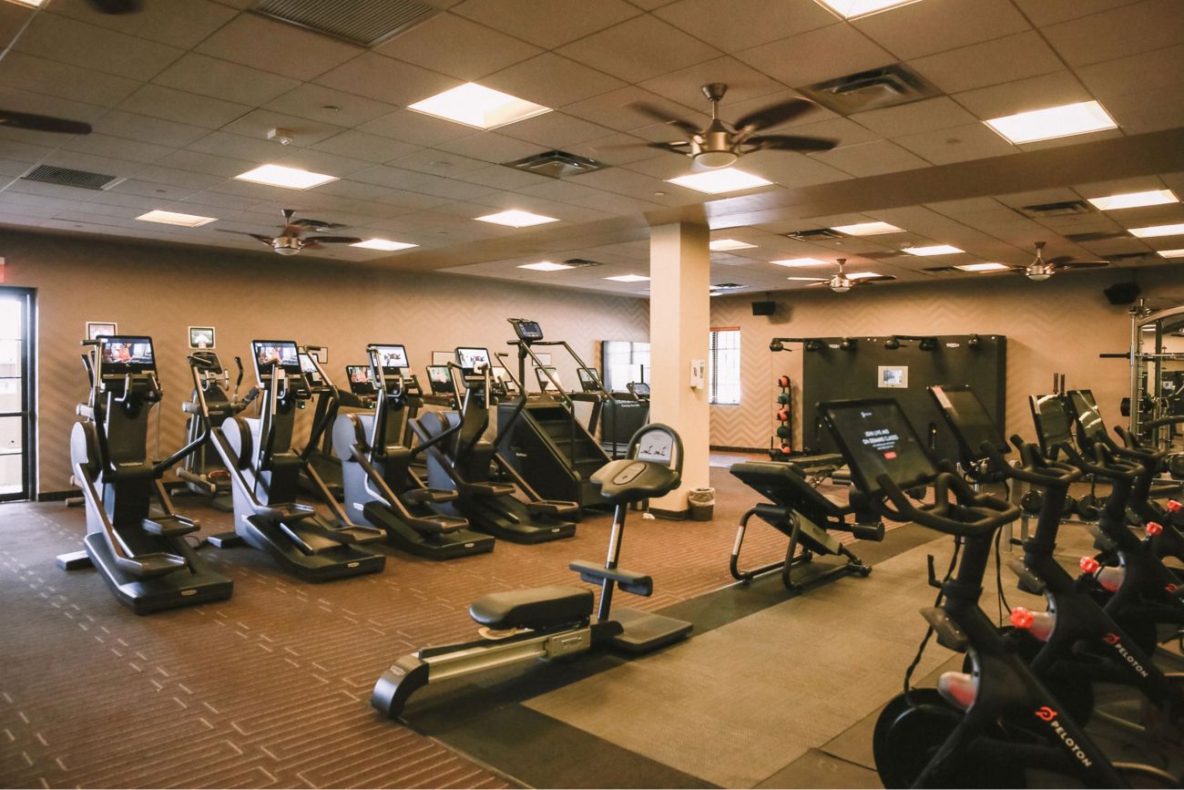 Exercise equipment in the spa fitness center.