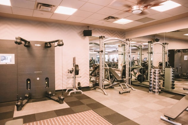Exercise equipment in the Spa fitness center.