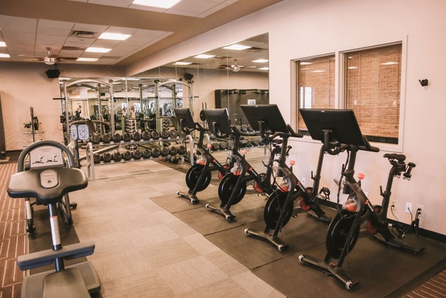 Peloton Bikes in Spa fitness center.