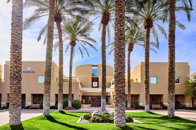 Exterior  view of building with palm trees