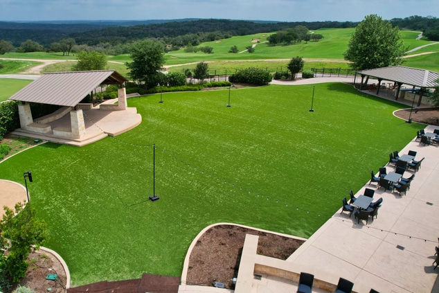 Riverbend Pavilion Lawn Golf Course View