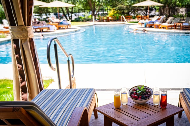 Spa Cabanas with fruit and Mimosas