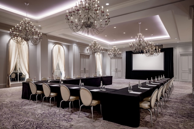 chandeliers with ballroom meeting space