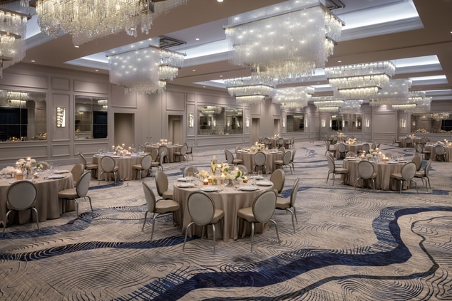 ballroom with large chandeliers 