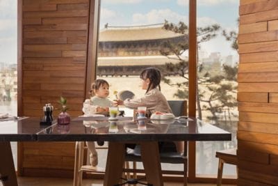 Family dining scene with baby set