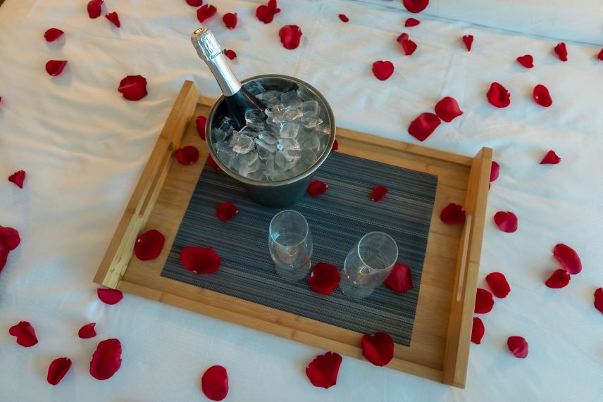 Romance Turndown: Rose Petals and Champagne