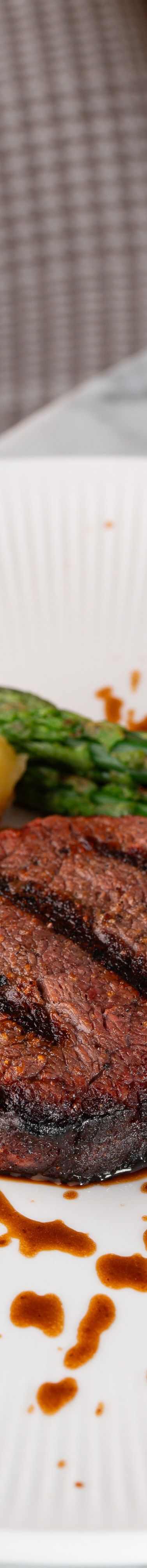 Josper grilled beef with potatoes and asparagus