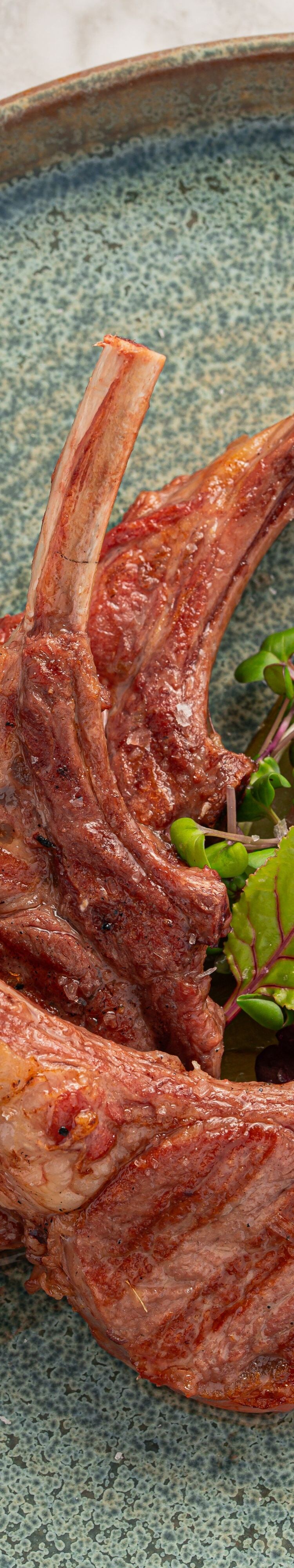 Grilled lamb chops with caponata and tzatziki