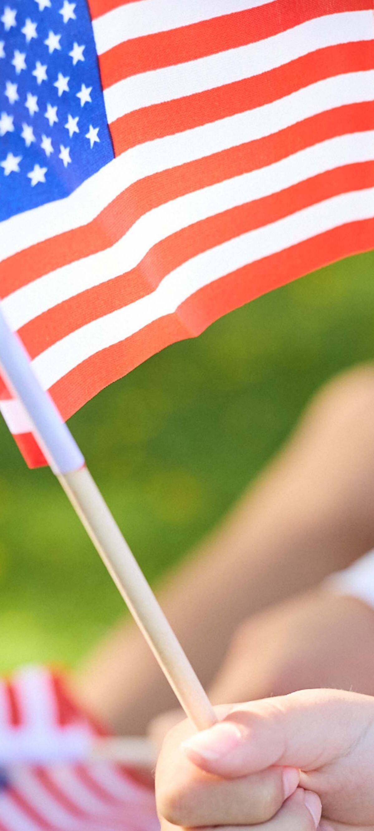 Children holding U.S. flags