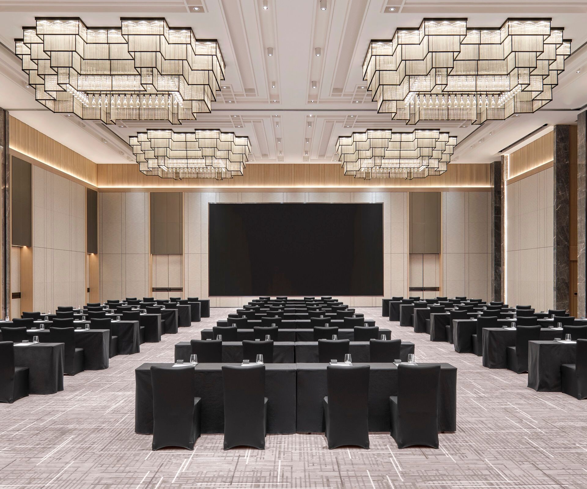 Ballroom with classroom setting up