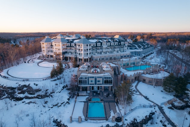 Aerial view of the resort in winter