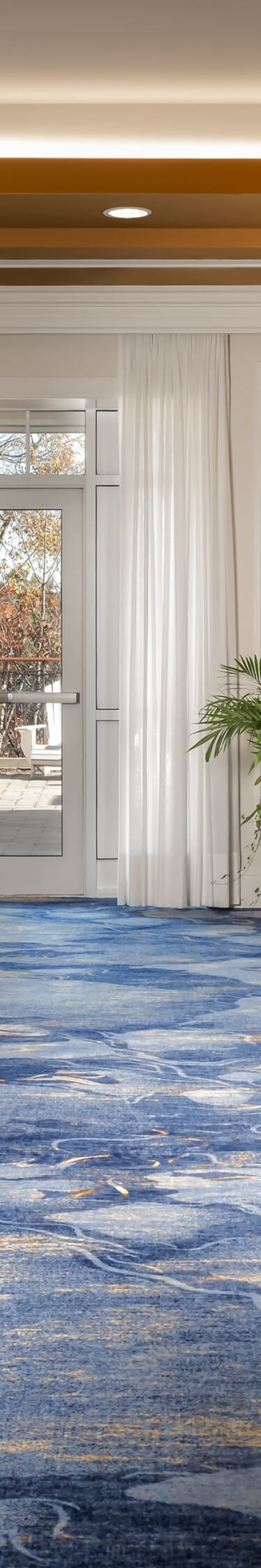 Intimate meeting space with garden terrace access