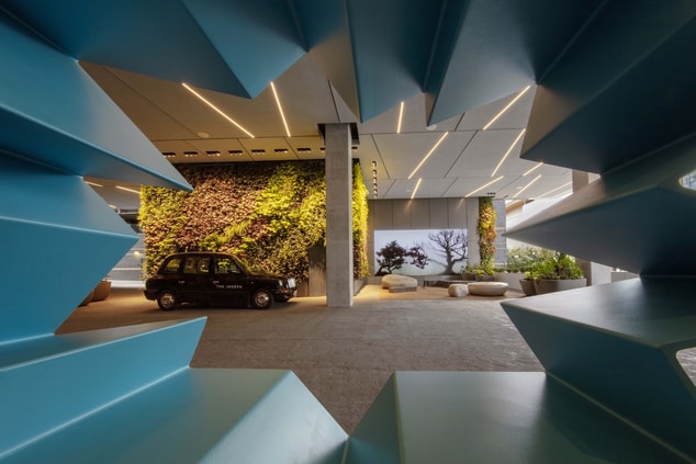 Porte cochere of The Joseph  with living green wal