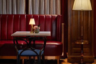 A table, lamp in the luxurious bar