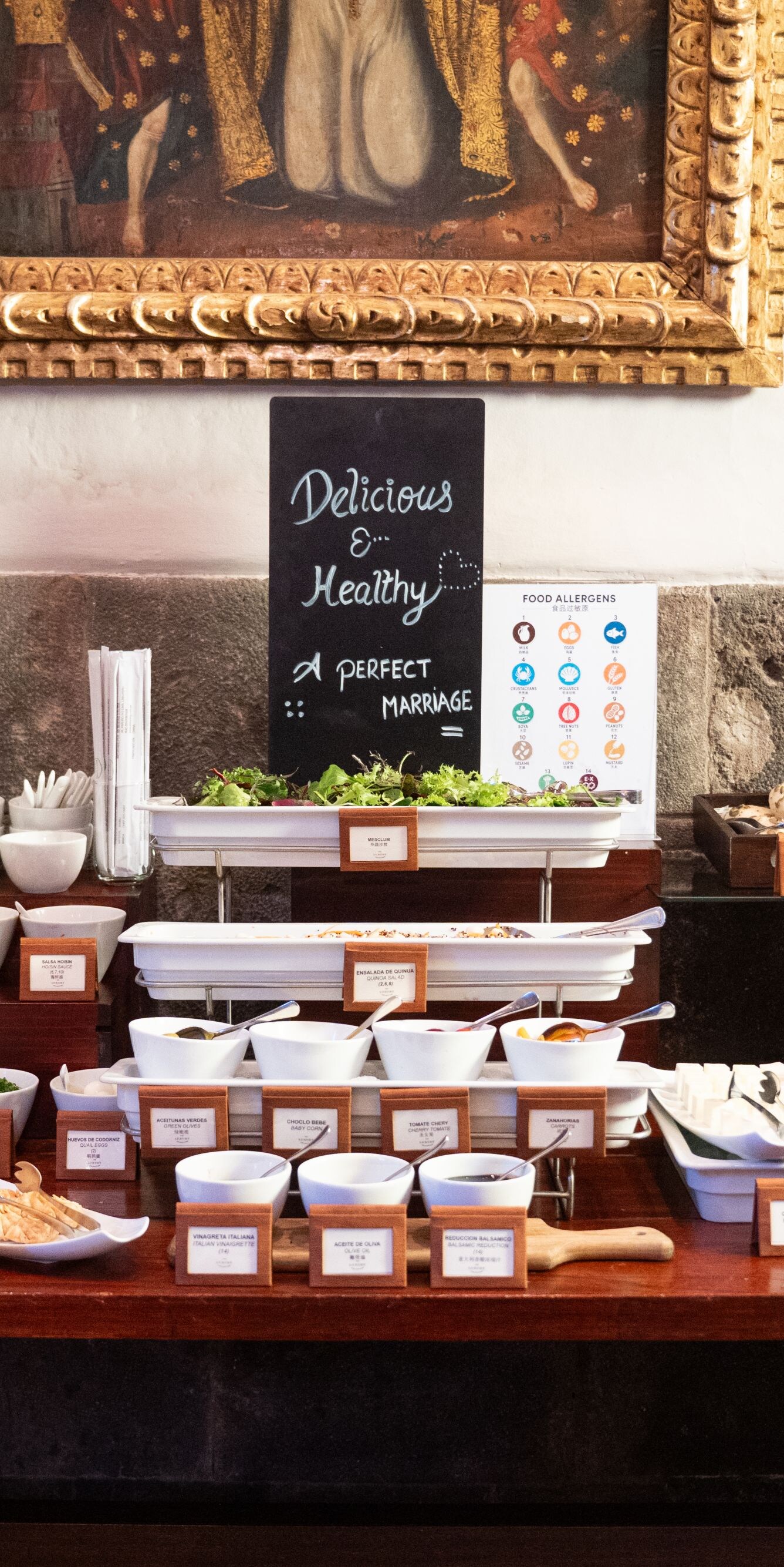 Exhibición de desayuno bufet