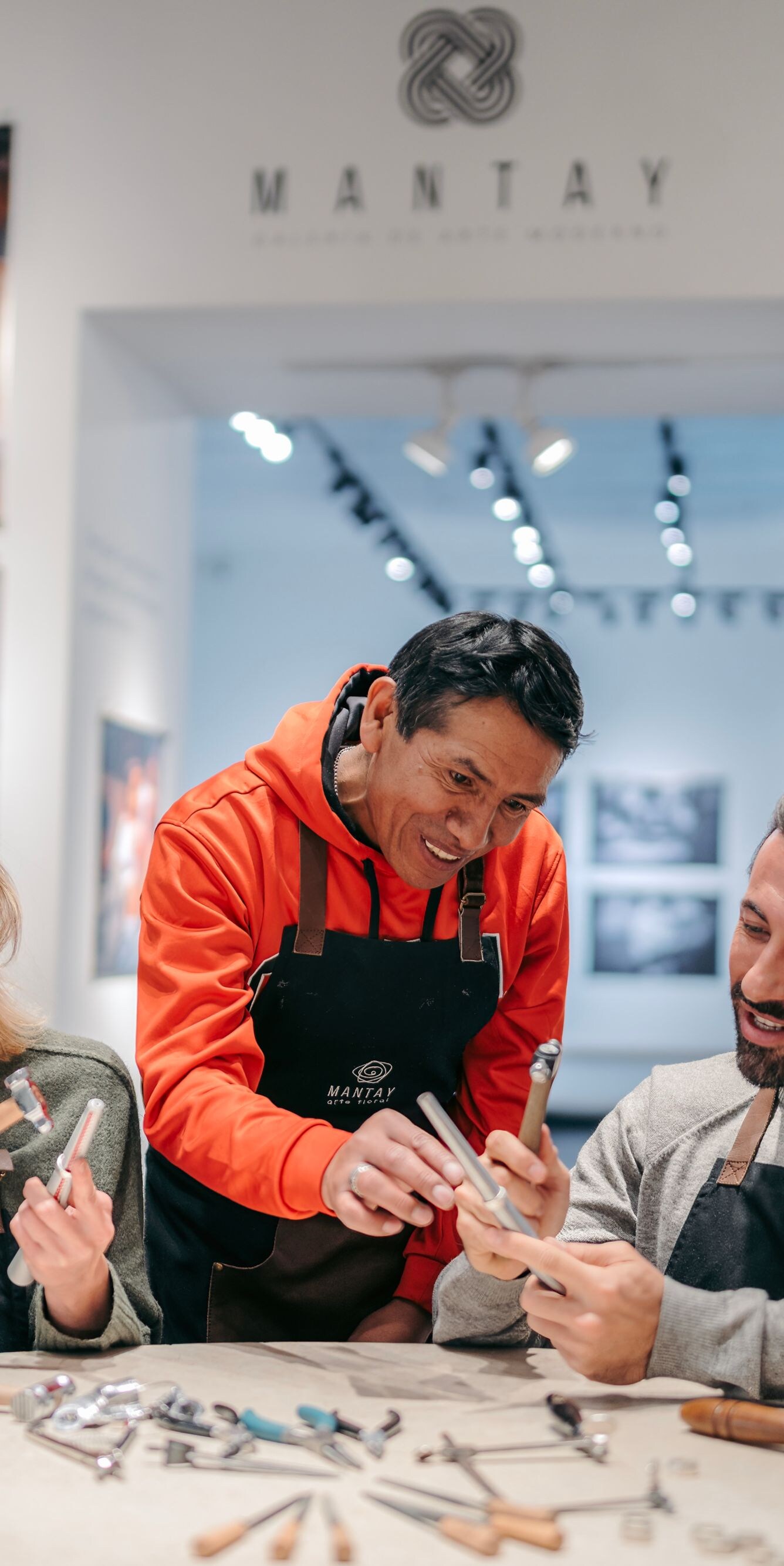 Couple doing art craft activity