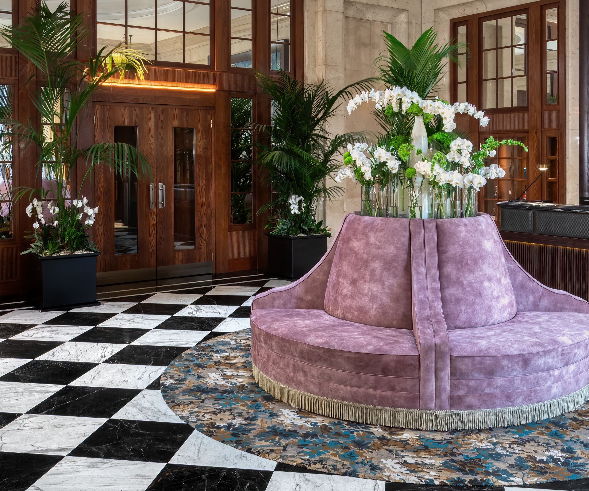 The hotel entrance seating