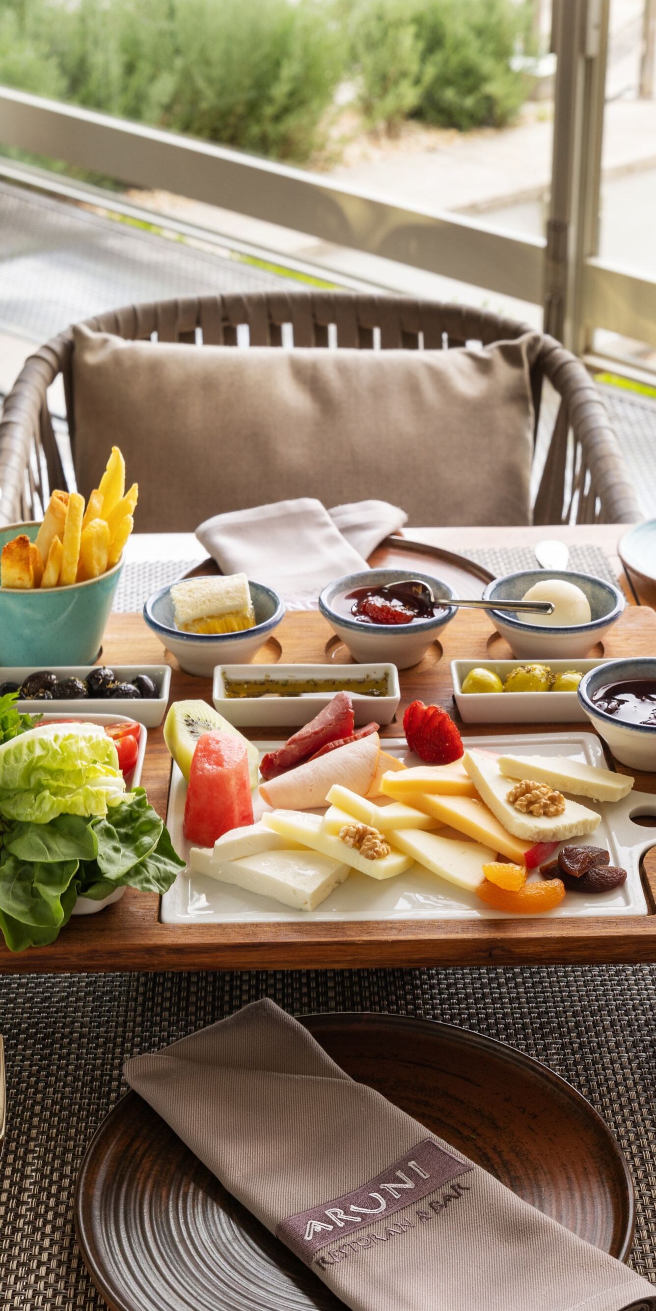 Breakfast table setting at Aruni Restaurant