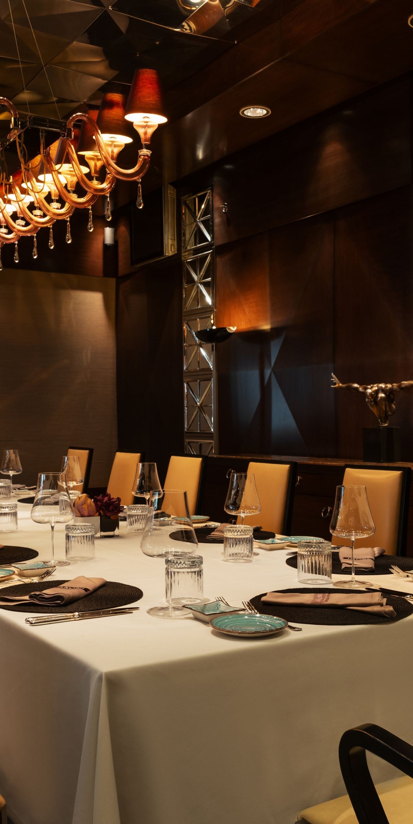 Private dining room with long dining table