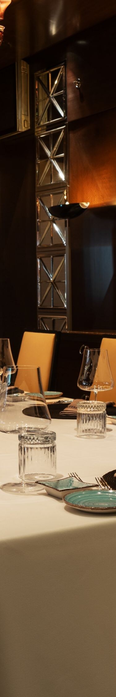Private dining room with long dining table