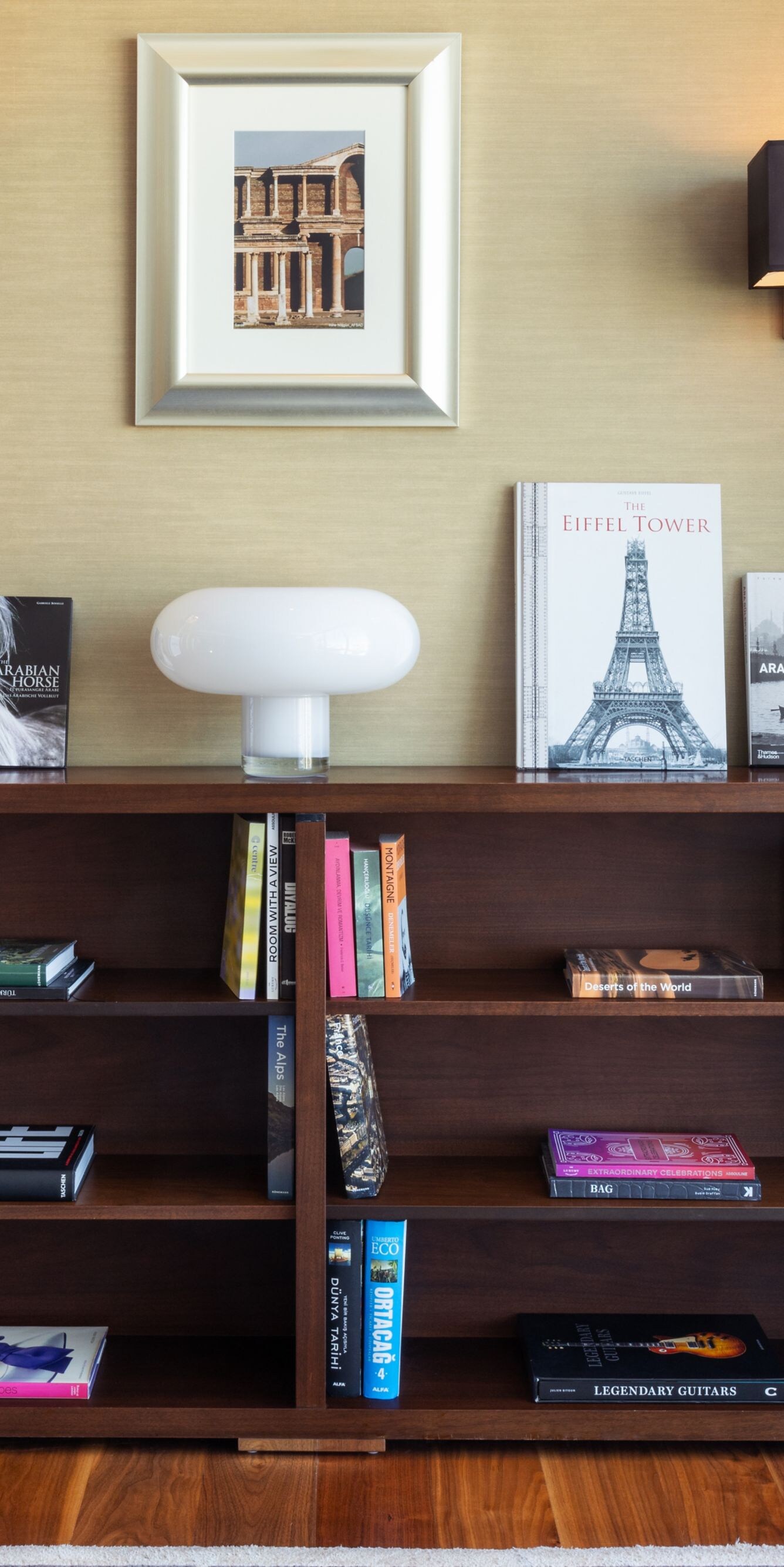 Lugal interior detail with bookshelf and decor