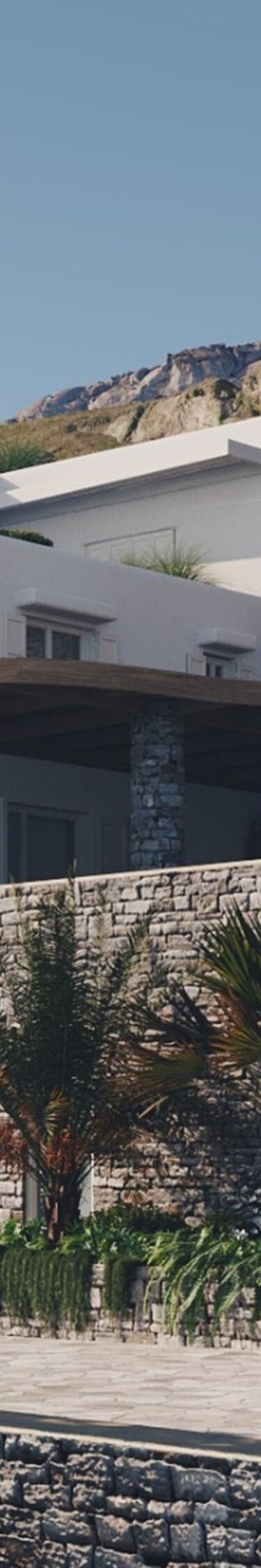Villa de lujo en una colina con palmeras y terrazas