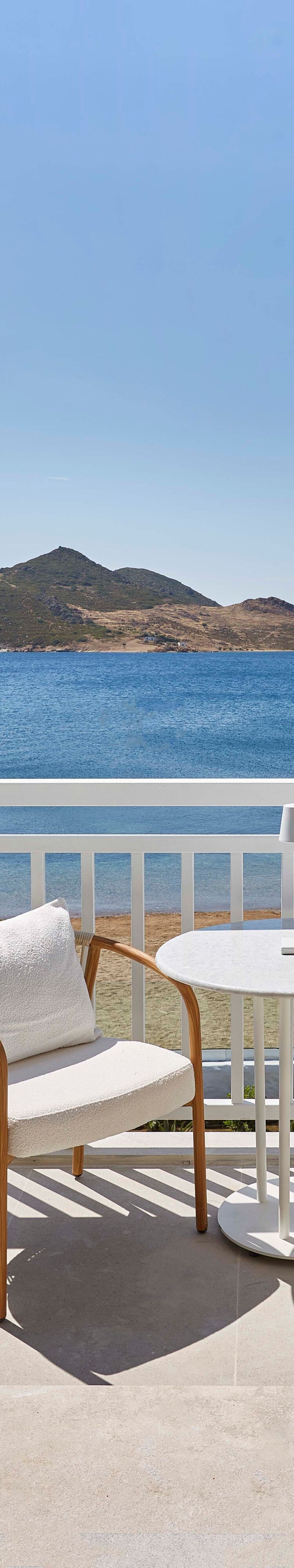 Beachfront balcony overlooking Grikos Bay