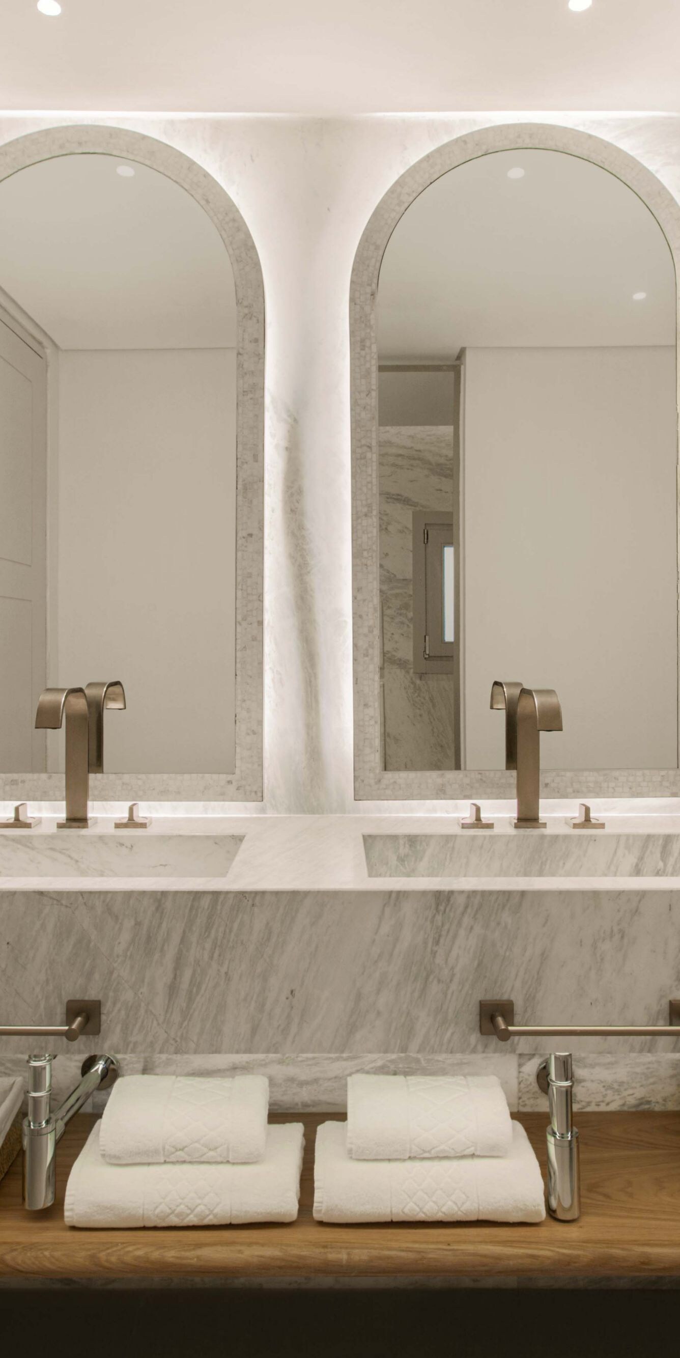 Marble bathroom with double vanity