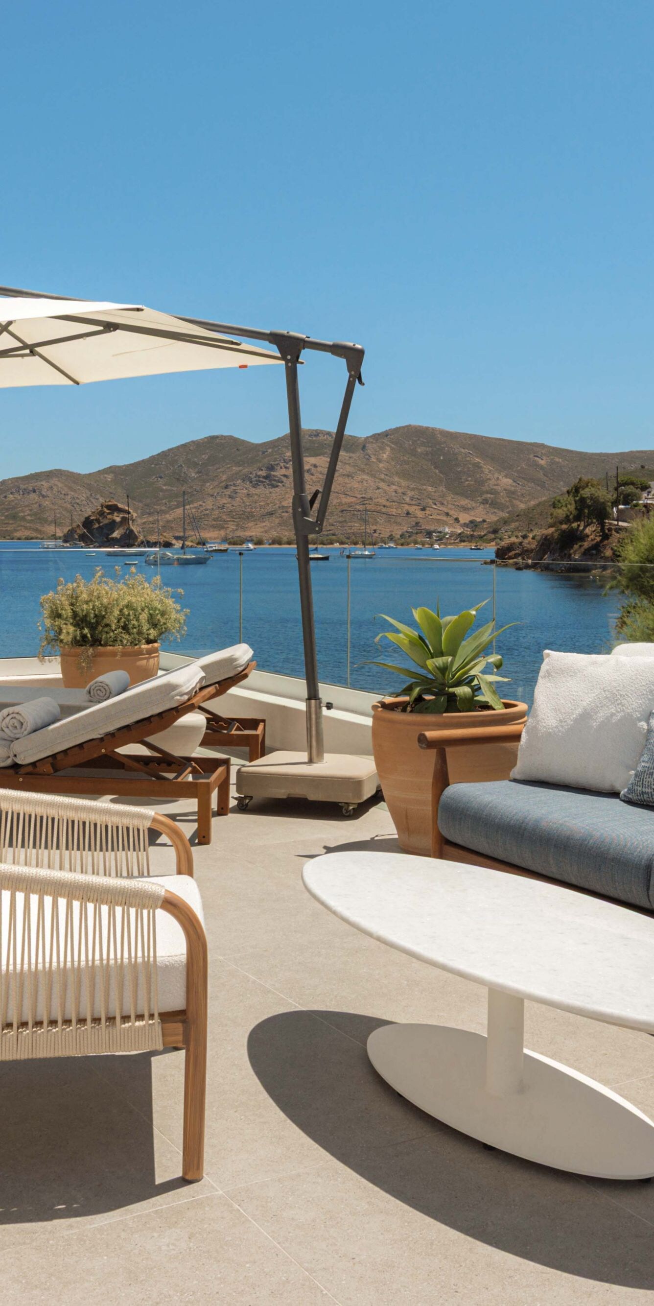 Rooftop terrace overlooking Grikos Bay
