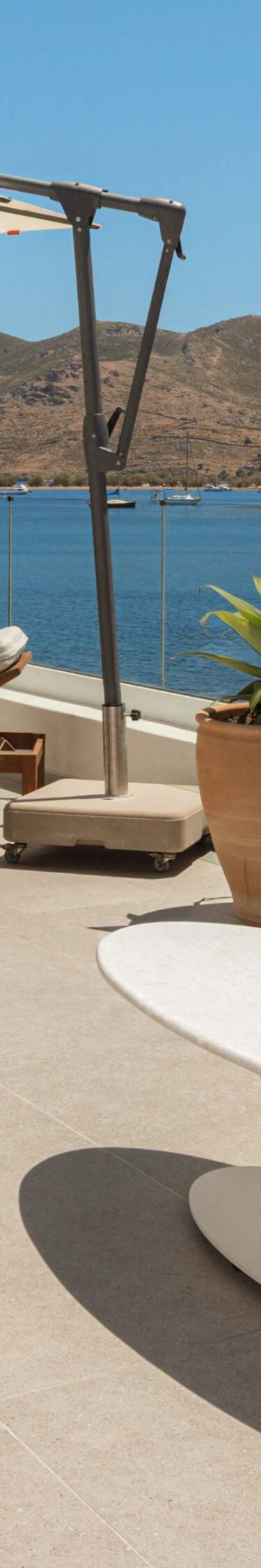 Rooftop terrace overlooking Grikos Bay